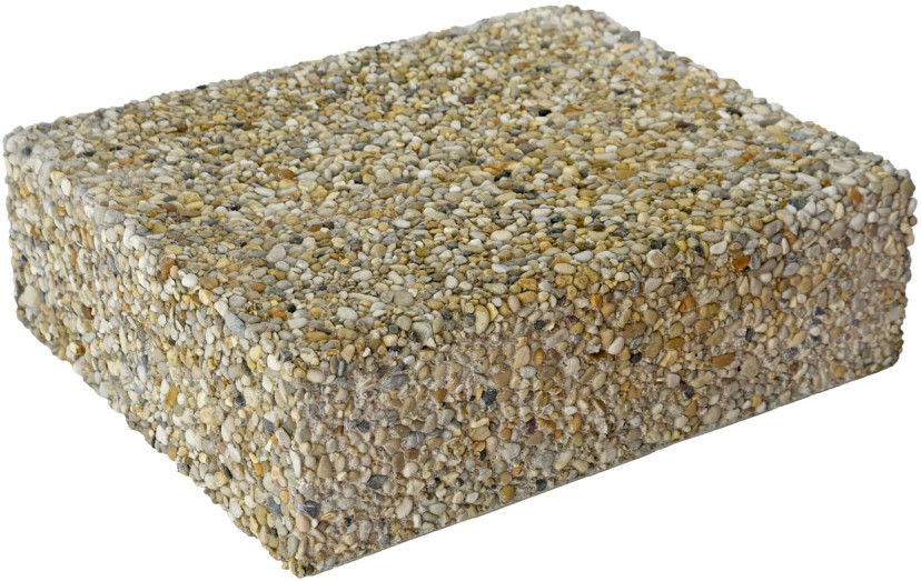 CASTELLO Blockstufe, Bressane gelb, gewaschen, stirnseitig gefast, mit Rundkorn 5 - 10 mm