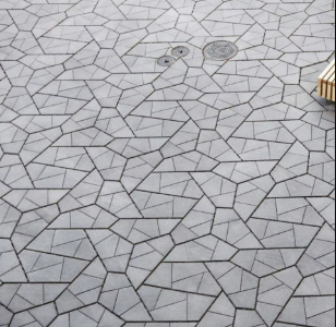 POLYGON Pflasterplatten, Modul Typ A, Fugen 6/20 mm, grau, gerillt, gefast