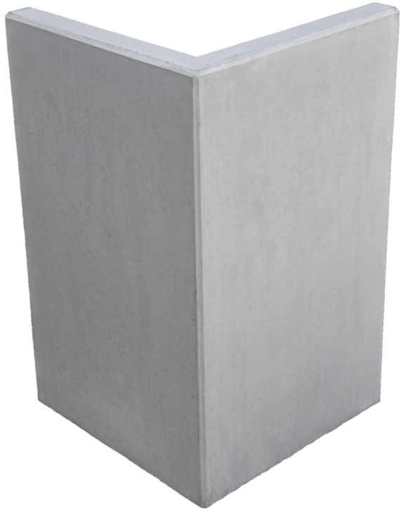 EXACTA LIGHT Winkelplatte, Eckstück 90° Typ 2, grau, glatt, gefast, bewehrt