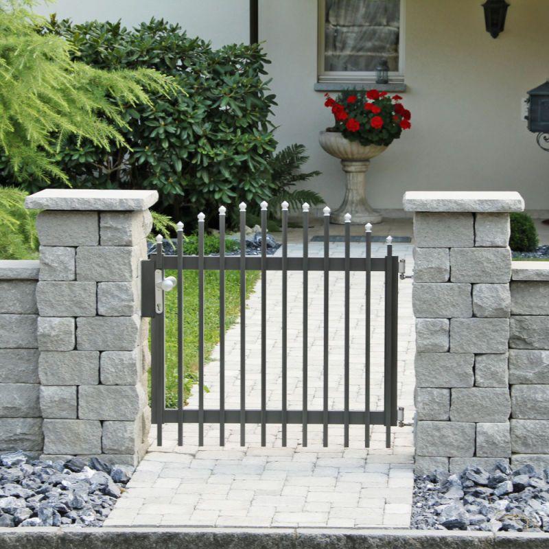 SANTURO Mauerabdeckplatte, Endplatte, li/re 3-seitig gespalten, Typ 11 grau, gestrahlt