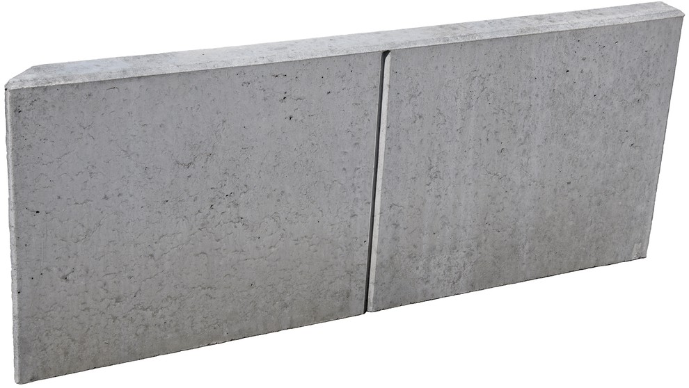 EXACTA LIGHT Winkelplatte, Eckstück rechts, Typ 1, grau, glatt, gefast, bewehrt