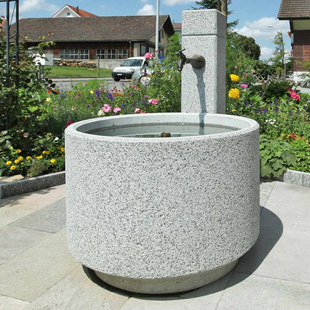 RESIDENZA Pflanzentrog rund, GRISCHUNA grau-anthrazit, gestrahlt