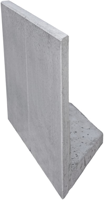 EXACTA LIGHT Winkelplatte, Eckstück rechts, Typ 2, grau, glatt, gefast, bewehrt