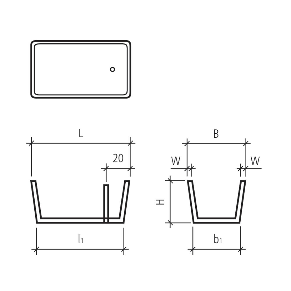 WEIDE Brunnentrog, grau, abgerieben, inkl. Standrohr 1 1/4"