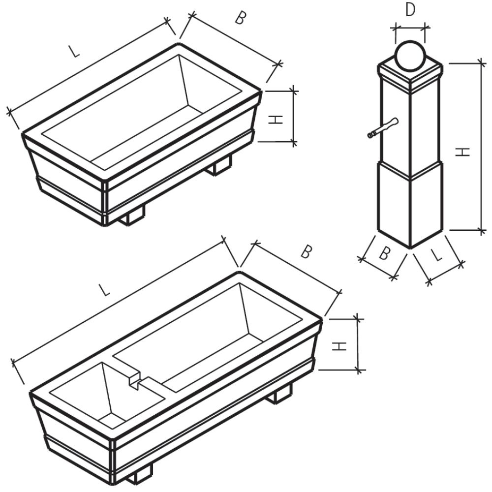 RUSTICO Brunnenstock, Kugel gestockt, grau