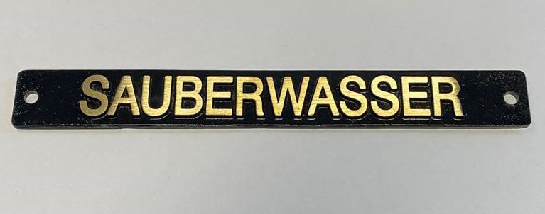 Beschriftungsschild "SAUBERWASSER"