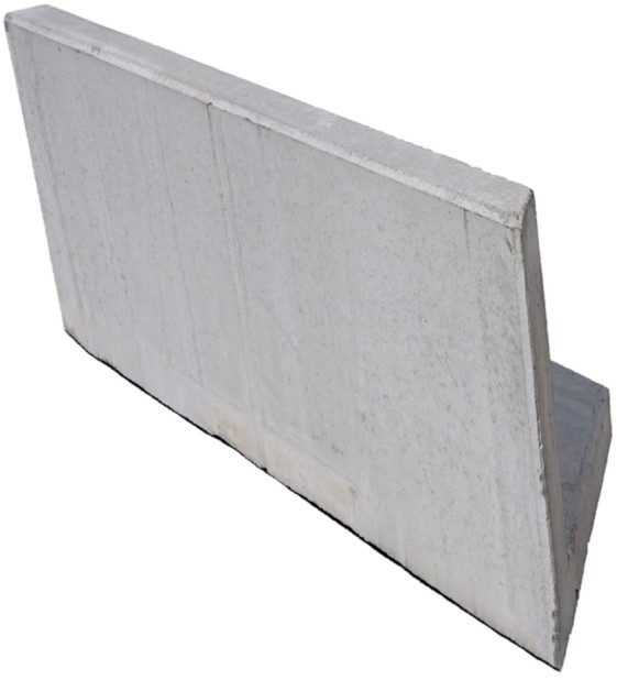 EXACTA LIGHT Winkelplatte, Eckstück links, Typ 1, grau, glatt, gefast, bewehrt