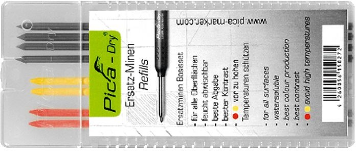 Ersatzminen-Set "Pica-Dry" graphit/rot/gelb