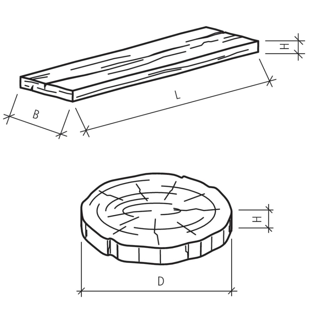 LENIA Schrittplatte rund, mit Holzstruktur altgrau/anthrazit, strukturiert, gerundet