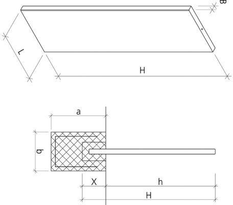 Betonlamelle bewehrt, grau, gefast, 1-seitig glatt, 1-seitig abgerieben
