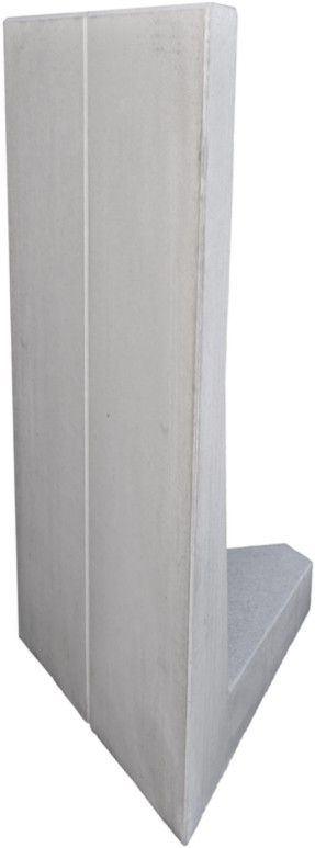 EXACTA Winkelplatte Eckstück Typ 2, rechts, grau, glatt, gefast, bewehrt