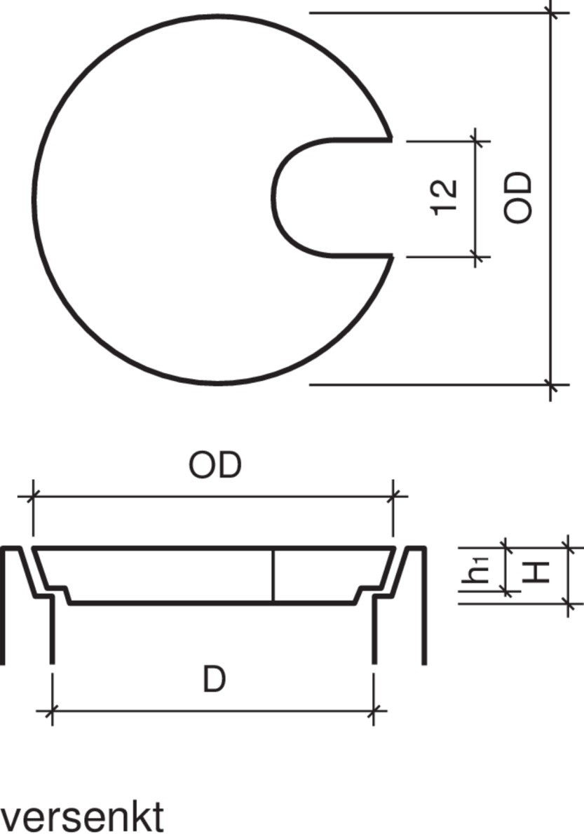 Betondeckel mit DW-Aussparung, versenkt, begehbar, BK A 15