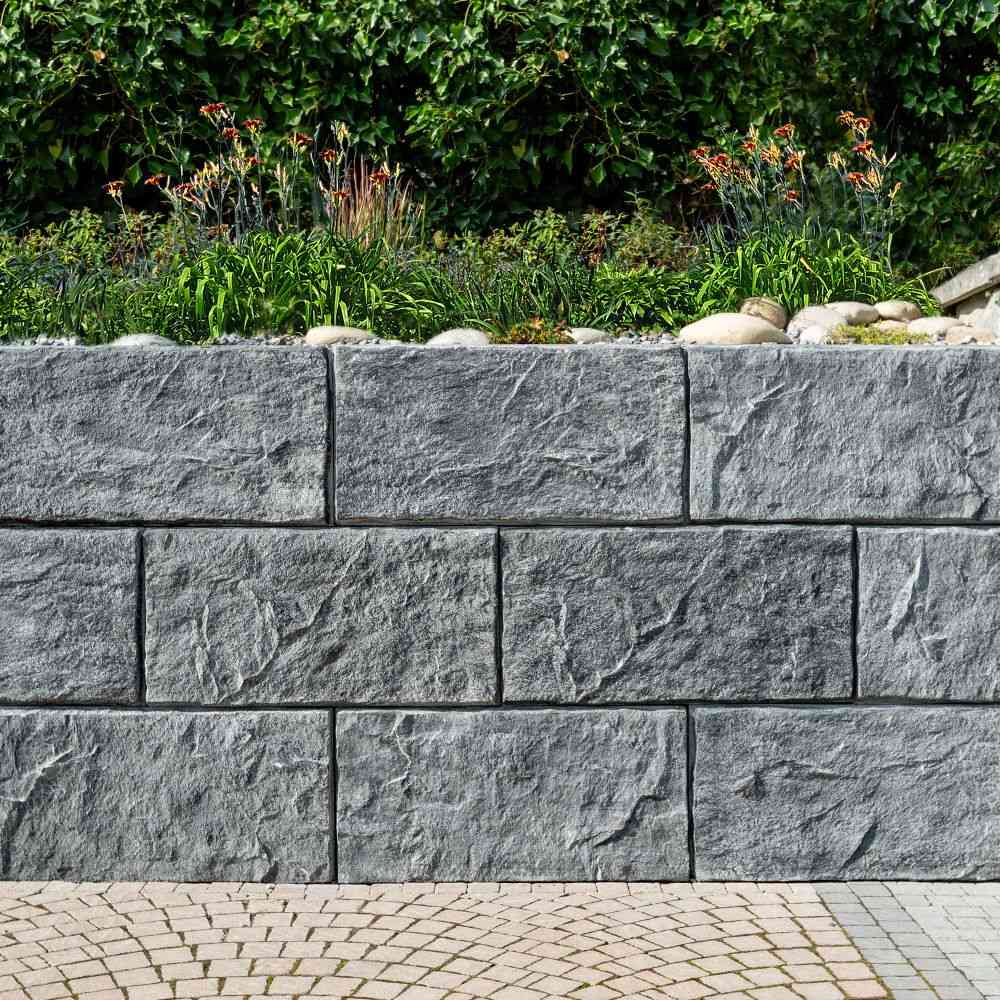 FELSMAUER Böschungselement, Schlussstein, grau-schwarz, strukturiert