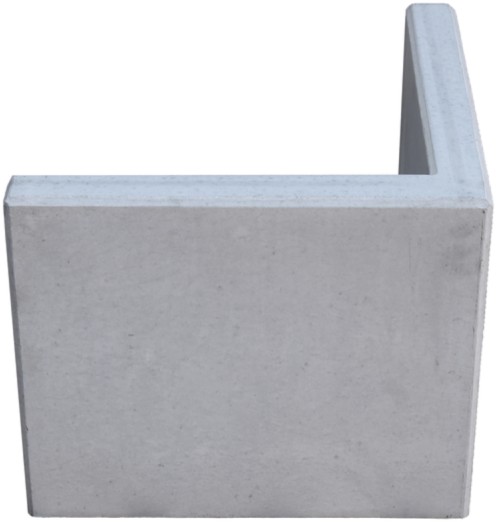 EXACTA LIGHT Winkelplatte, Eckstück 90° Typ 1, grau, glatt, gefast, bewehrt