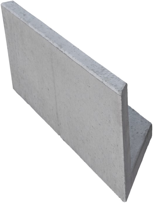 EXACTA LIGHT Winkelplatte, Eckstück rechts, Typ 1, grau, glatt, gefast, bewehrt