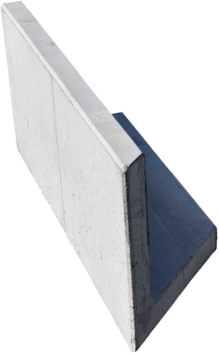 EXACTA LIGHT Winkelplatte, Eckstück links, Typ 1, grau, glatt, gefast, bewehrt