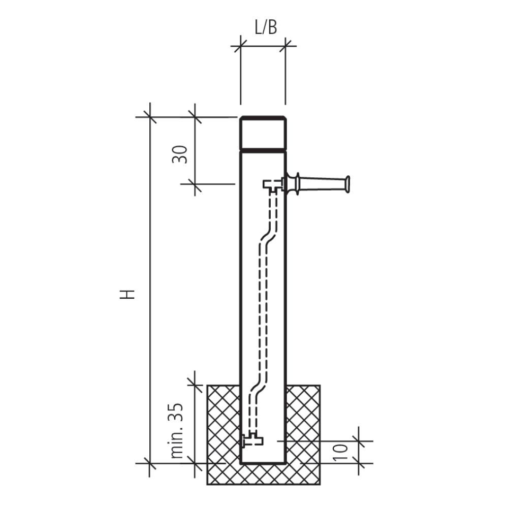 RESIDENZA Brunnenstock rechteckig, LEVENTINA grau, gestrahlt, exkl. Brunnenrohr
