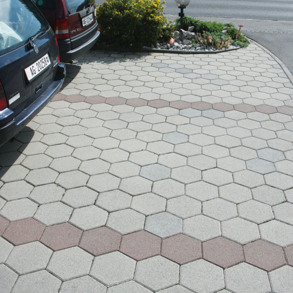 OMEGA Sechseckpflasterstein, Randstein, erdbraun, glatt, fein, gefast