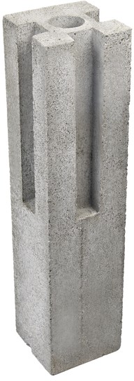 Betonsockel gerade, Typ e zu Gartenbordüre, Zwischensockel grau, 3 Nuten