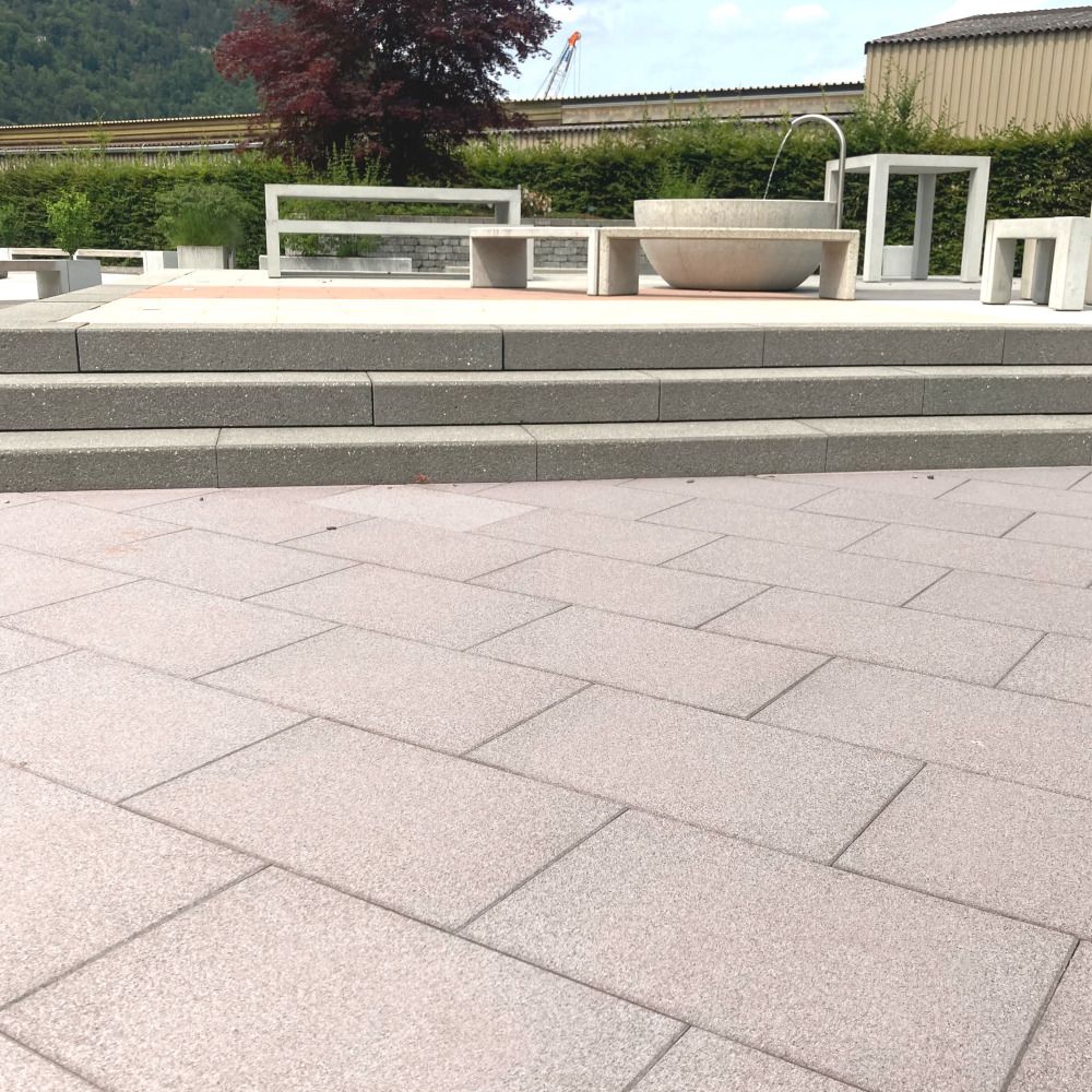 GLORIA Gehwegplatte, ROSA, gestrahlt, gefast