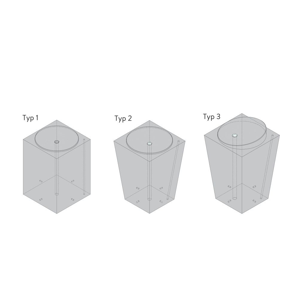ALQUADRO Trinkwasserbrunnen, Typ 3 grau, glatt, vollkantig, inkl. Versetzhülsen M16 exkl. Wasserausl