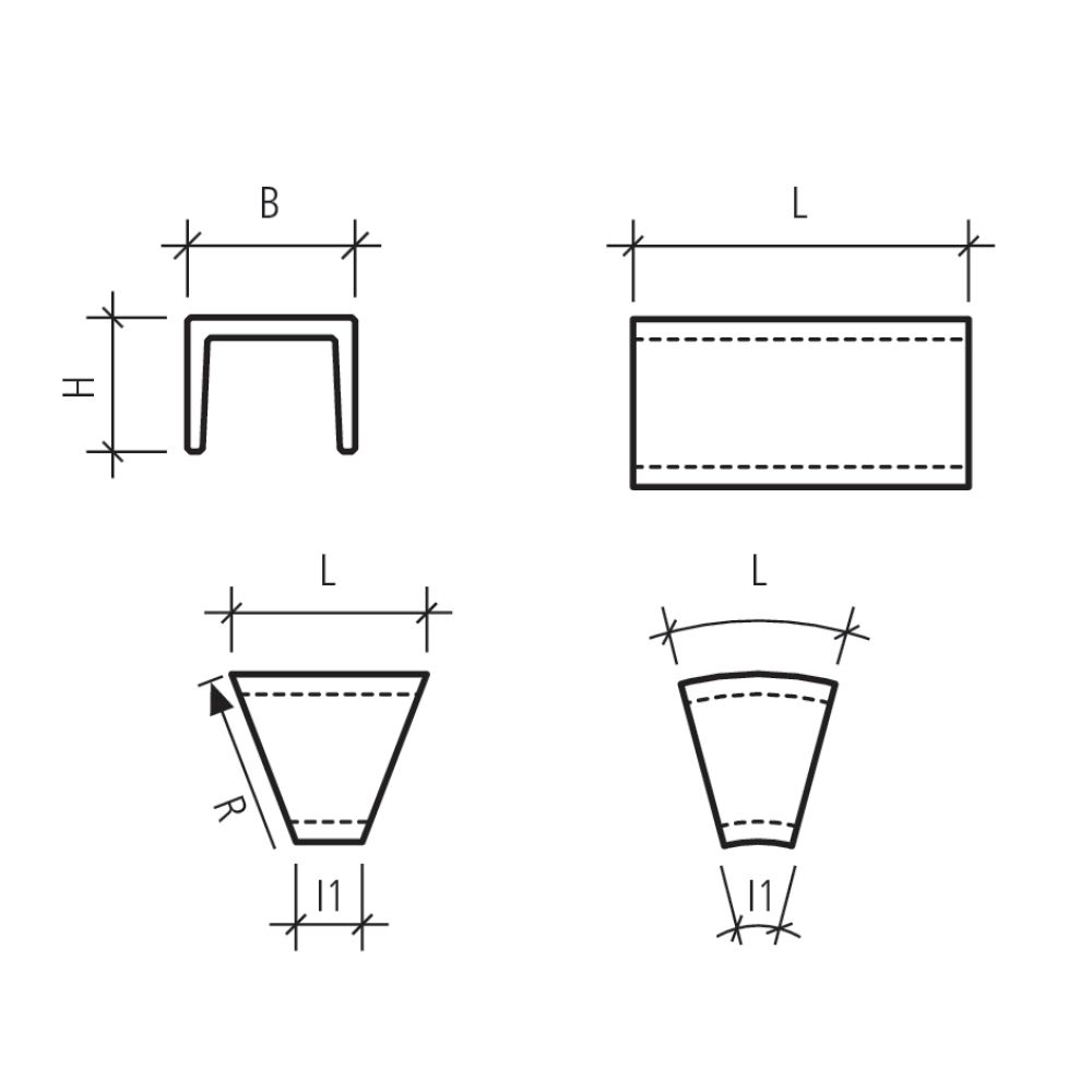 U-Element grau gestrahlt gefast, Kreiselement, eckig  R 300 cm a 9°, Typ 16 bewehrt