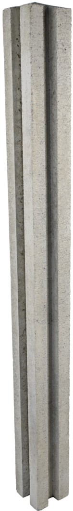 Pfosten für Betonbrett Typ E, Zwischenpfosten, 3 Nuten, grau, glatt, vollkantig