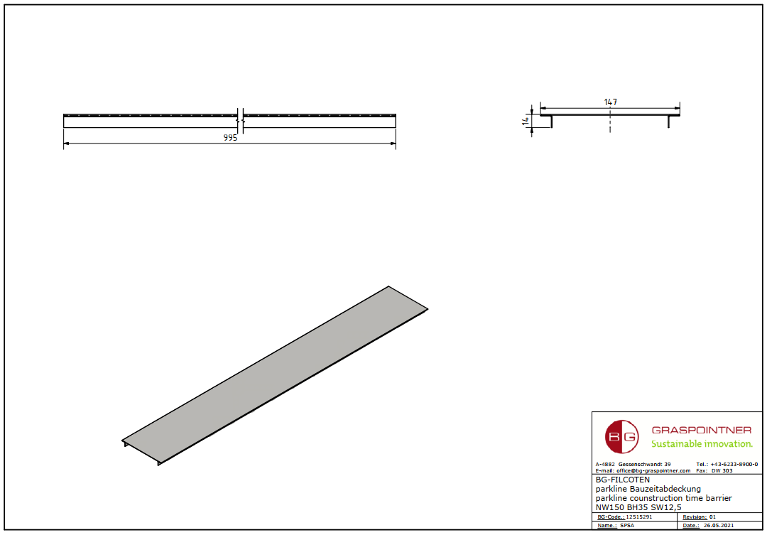 BG-FILCOTEN Bauzeitabdeckung parkline 150, H=35