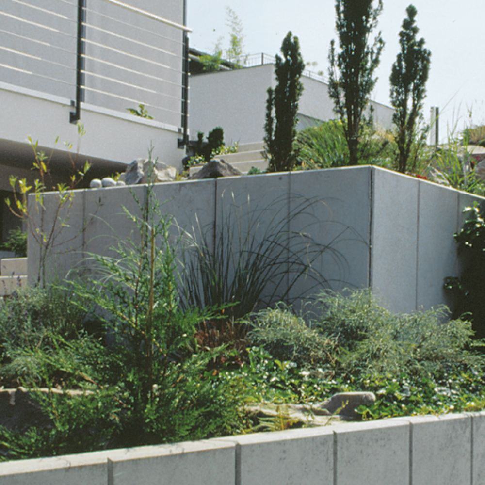 EXACTA Winkelplatte Eckstück Typ 2, links, grau, glatt, gefast, bewehrt