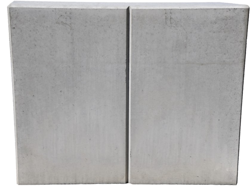 EXACTA Winkelplatte Eckstück Typ 1, rechts, grau, glatt, gefast, bewehrt