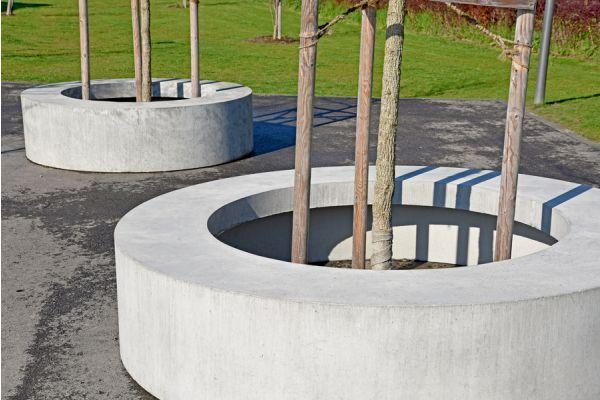 ARBOSO Sitzbankelement rund, grau, glatt, vollkantig, ohne Boden