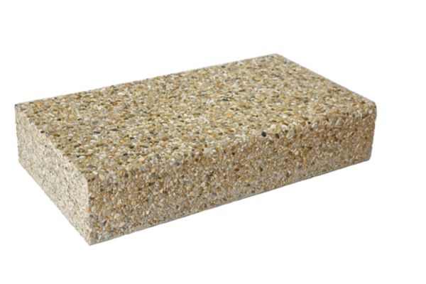 CASTELLO Blockstufe, Bressane gelb, gewaschen, stirnseitig gefast, mit Rundkorn 5 - 10 mm