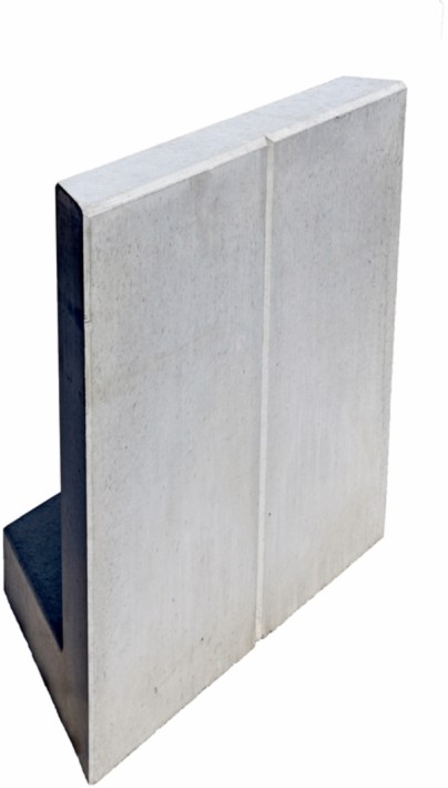 EXACTA Winkelplatte Eckstück Typ 1, links, grau, glatt, gefast, bewehrt