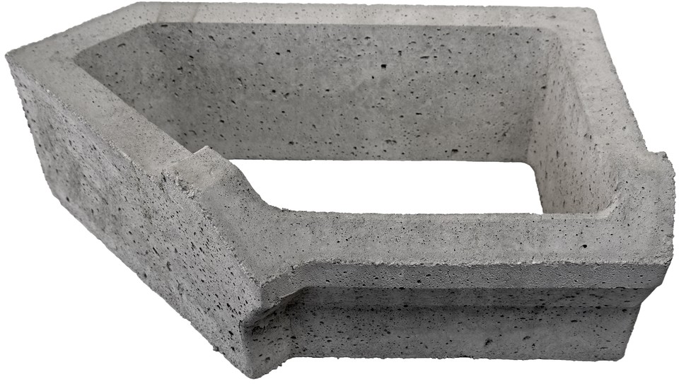 VERDURO Böschungselement, Eckelement, einspringend rechts, grau, glatt