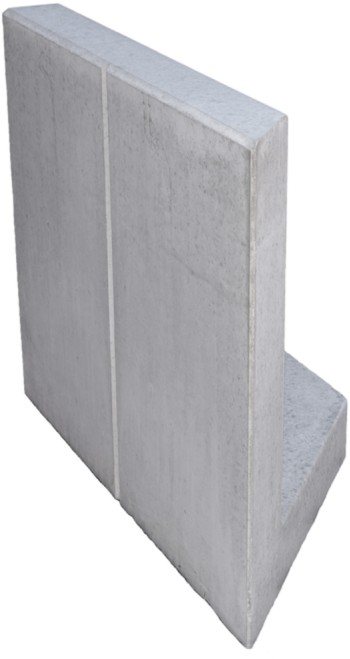 EXACTA Winkelplatte Eckstück Typ 1, rechts, grau, glatt, gefast, bewehrt