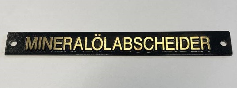 Beschriftungsschild "MINERALÖLABSCHEIDER"