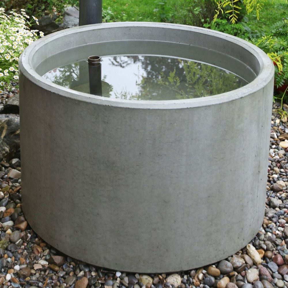 PARCO Brunnentrog rund, grau, gestrahlt, inkl. Standrohr 1 1/4"