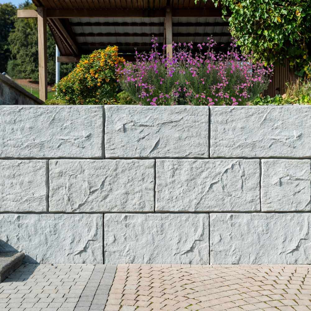 FELSMAUER Böschungselement, Mittelstein, grau, strukturiert