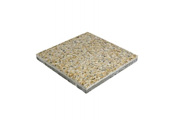 CASTELLO Gehwegplatte, Bressane gelb, gewaschen, gefast, mit Rundkorn 5-10 mm