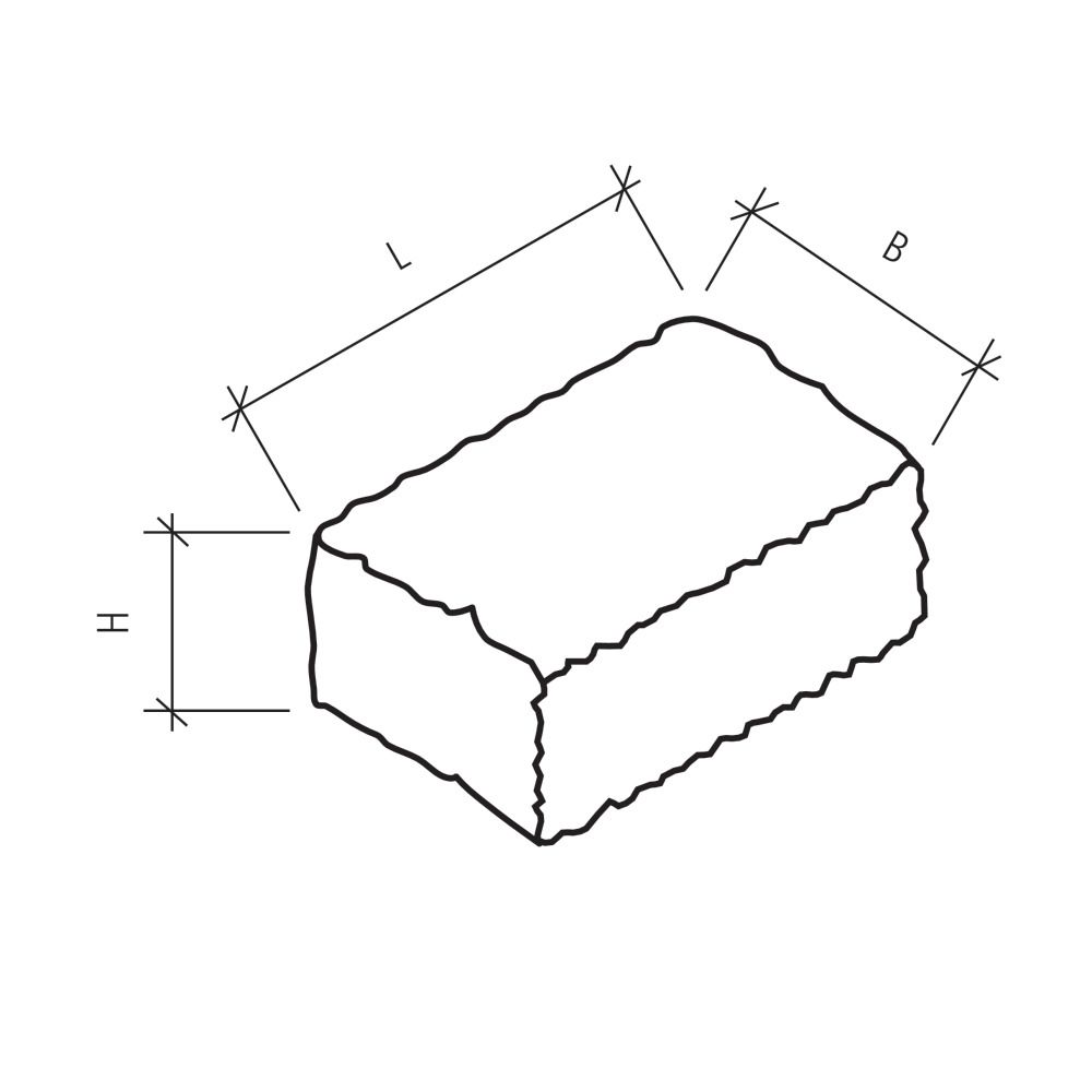 CUATRO Mauersteine, Kanten gebrochen, schwarz-weiss
