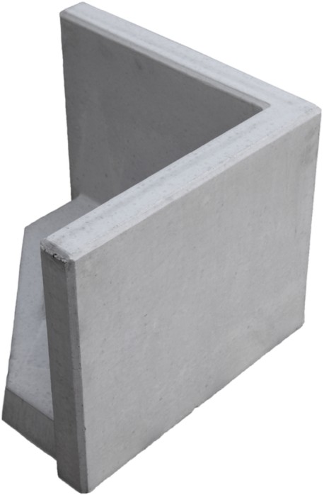 EXACTA LIGHT Winkelplatte, Eckstück 90° Typ 1, grau, glatt, gefast, bewehrt