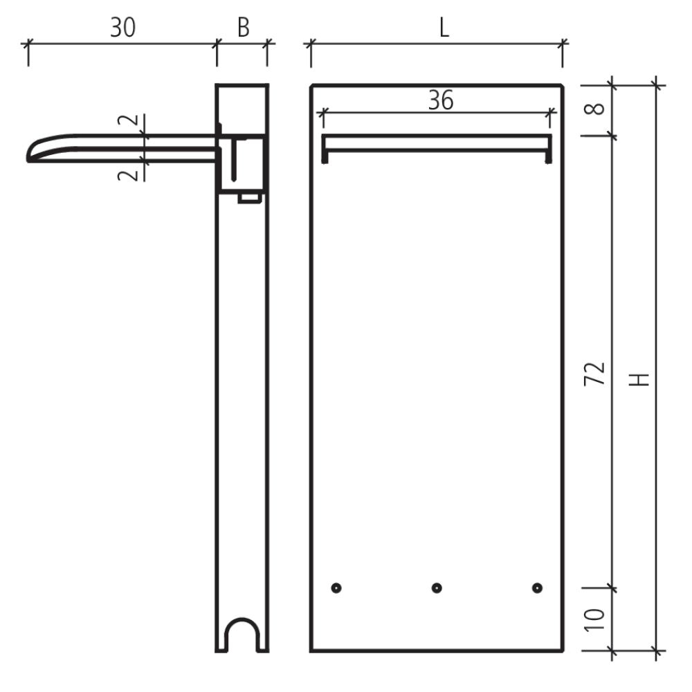 Einlaufstele aus Chromstahl, INOX Chromstahl