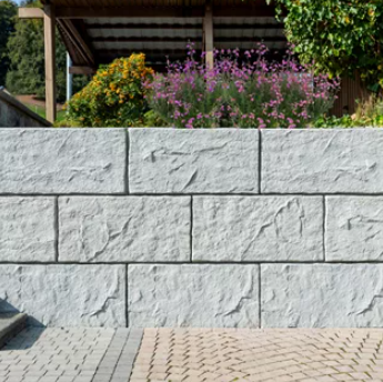 FELSMAUER Böschungselement, Anfangs-/Schlusseckstein 1/2, grau strukturiert