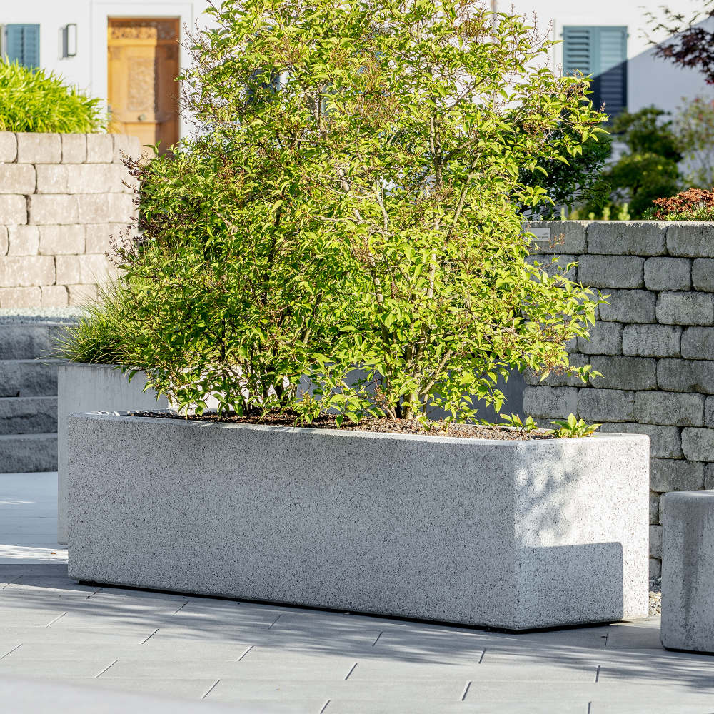 RESIDENZA Pflanzentrog rechteckig, GRISCHUNA grau-anthrazit, gestrahlt