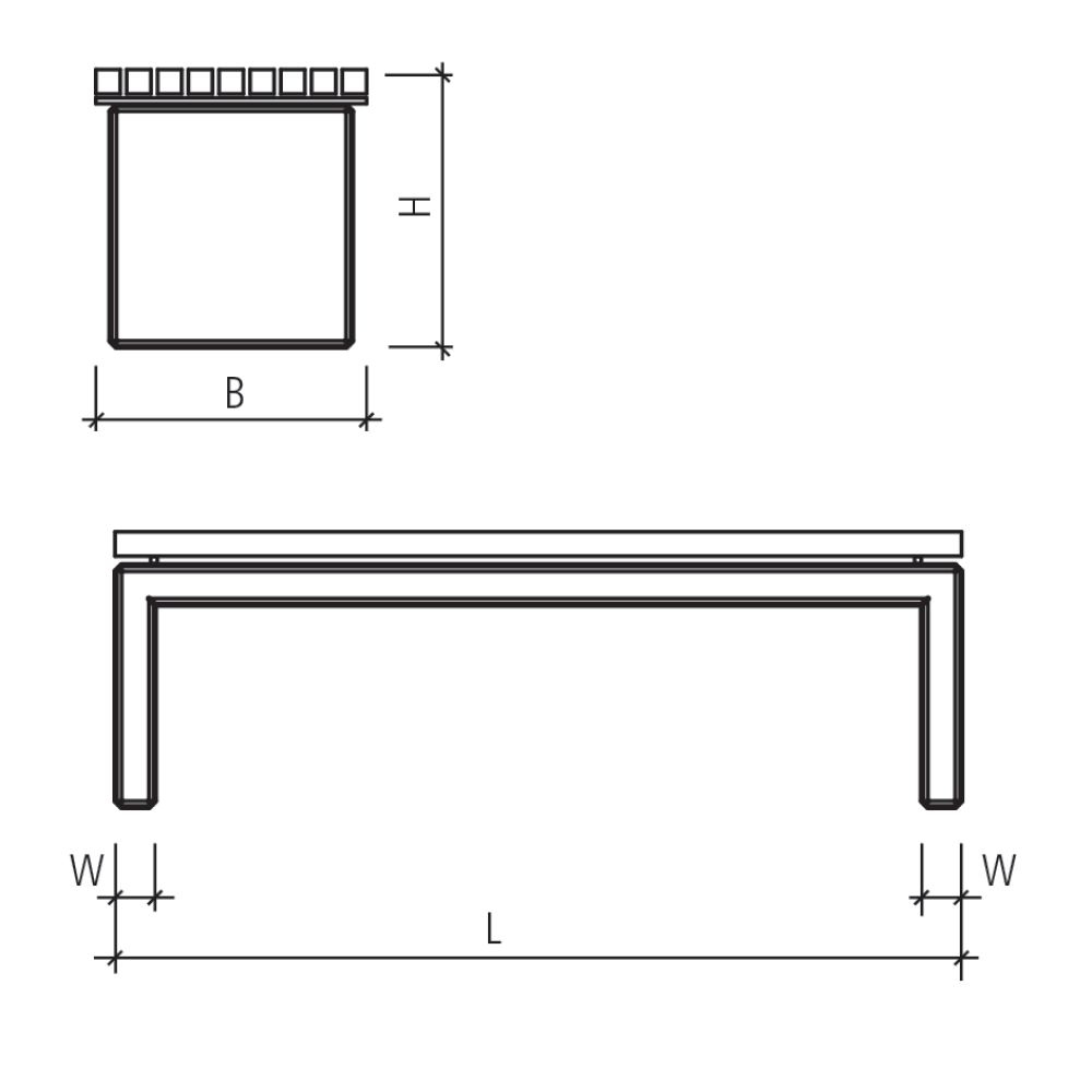 Gartenbank mit Holzrost, grau, glatt, gefast, bewehrt