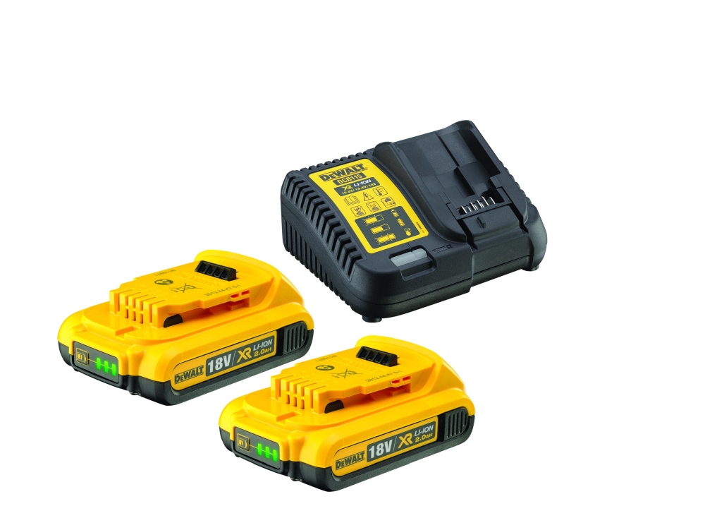 DeWALT Akku-Kit (2 x 18 V / 2 Ah plus DCB 115) 