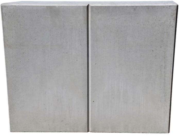 EXACTA Winkelplatte Eckstück Typ 1, links, grau, glatt, gefast, bewehrt