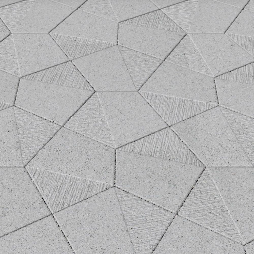5-Eck Pflasterplatte Typ A + B, grau, glimmer, glatt und strukturiert