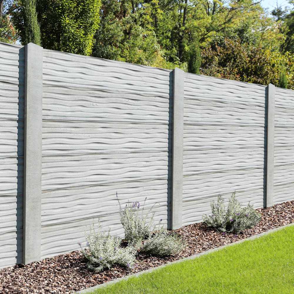 Betonzaun TREND LINE, Normalplatte, Dune, grau, doppelseitig