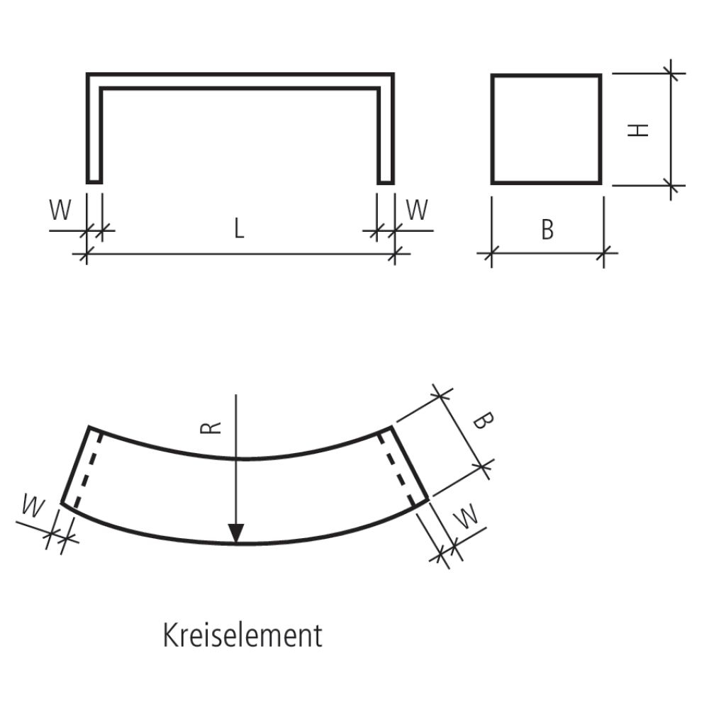 Gartenbank, grau, glatt, gefast, Kreiselement bewehrt R 200 cm